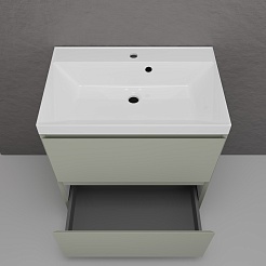 Style Line Тумба с белой раковиной Манхэттен 70 Plus эмаль олива матовая – фотография-5